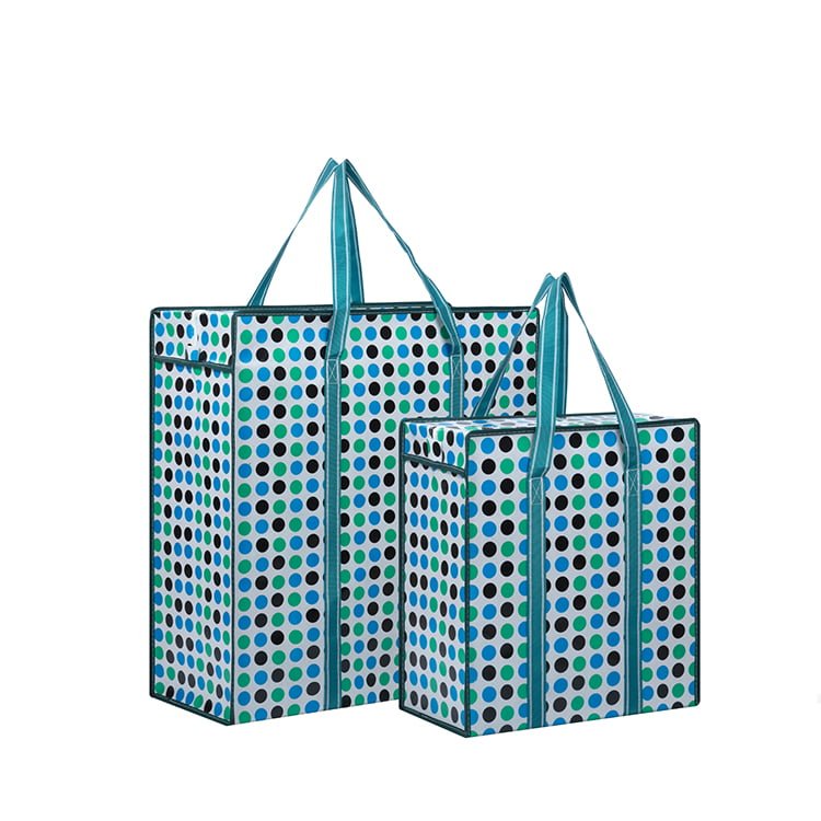 Blue-Green Polka Dot Non-Woven Storage Bag